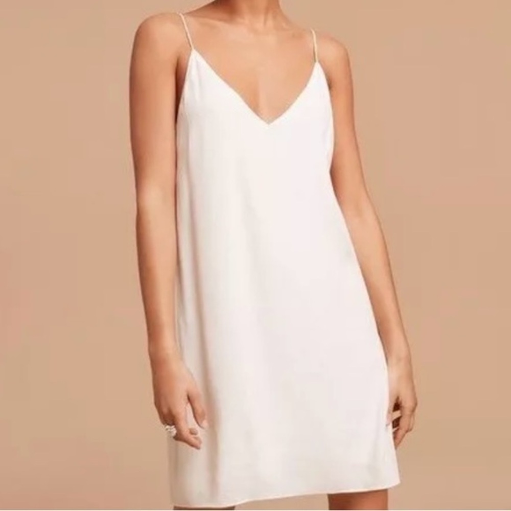 Wilfred white modal slip dress v-neck semi sheer, adjustable straps large